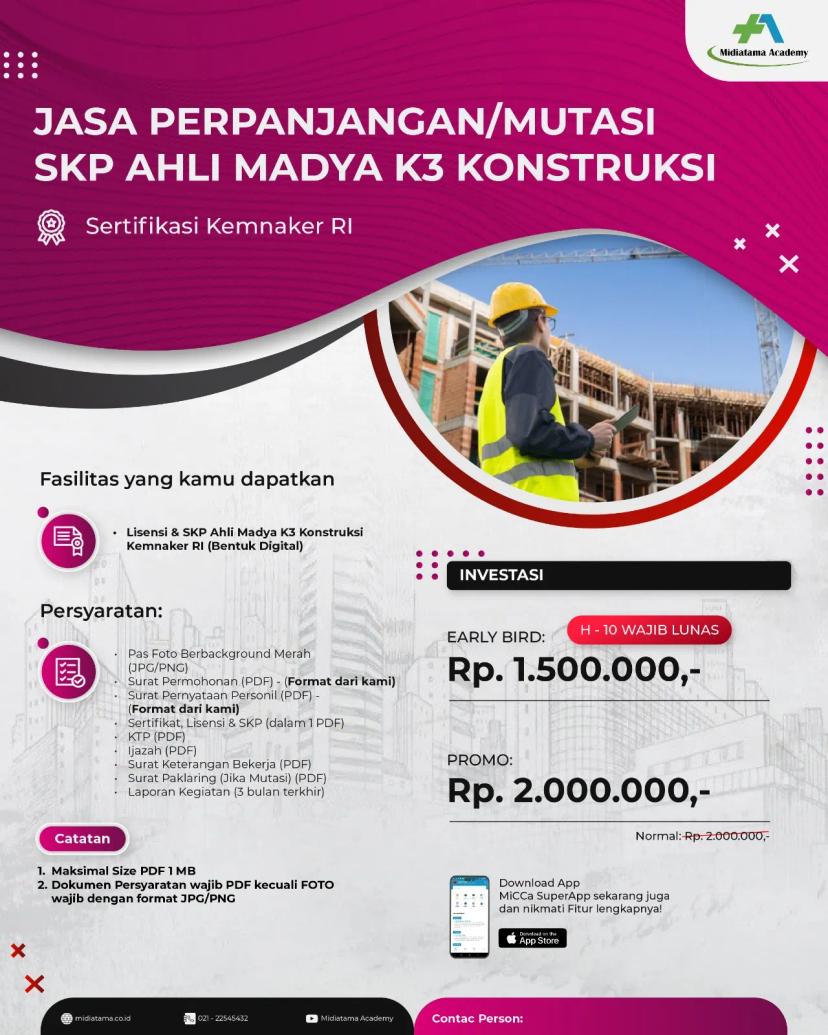 Ahli Madya K3 Konstruksi Batch 6 SKP