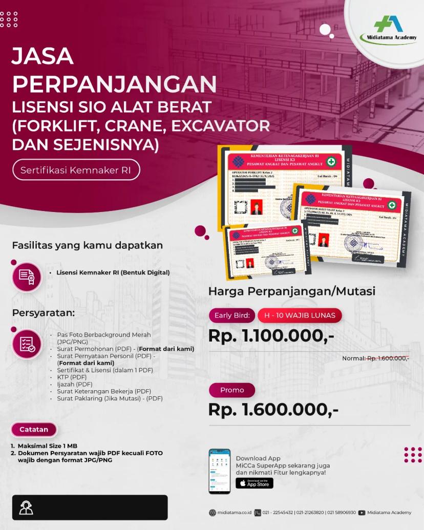 Operator Overhead Crane Kelas 3 Batch 6 LISENSI